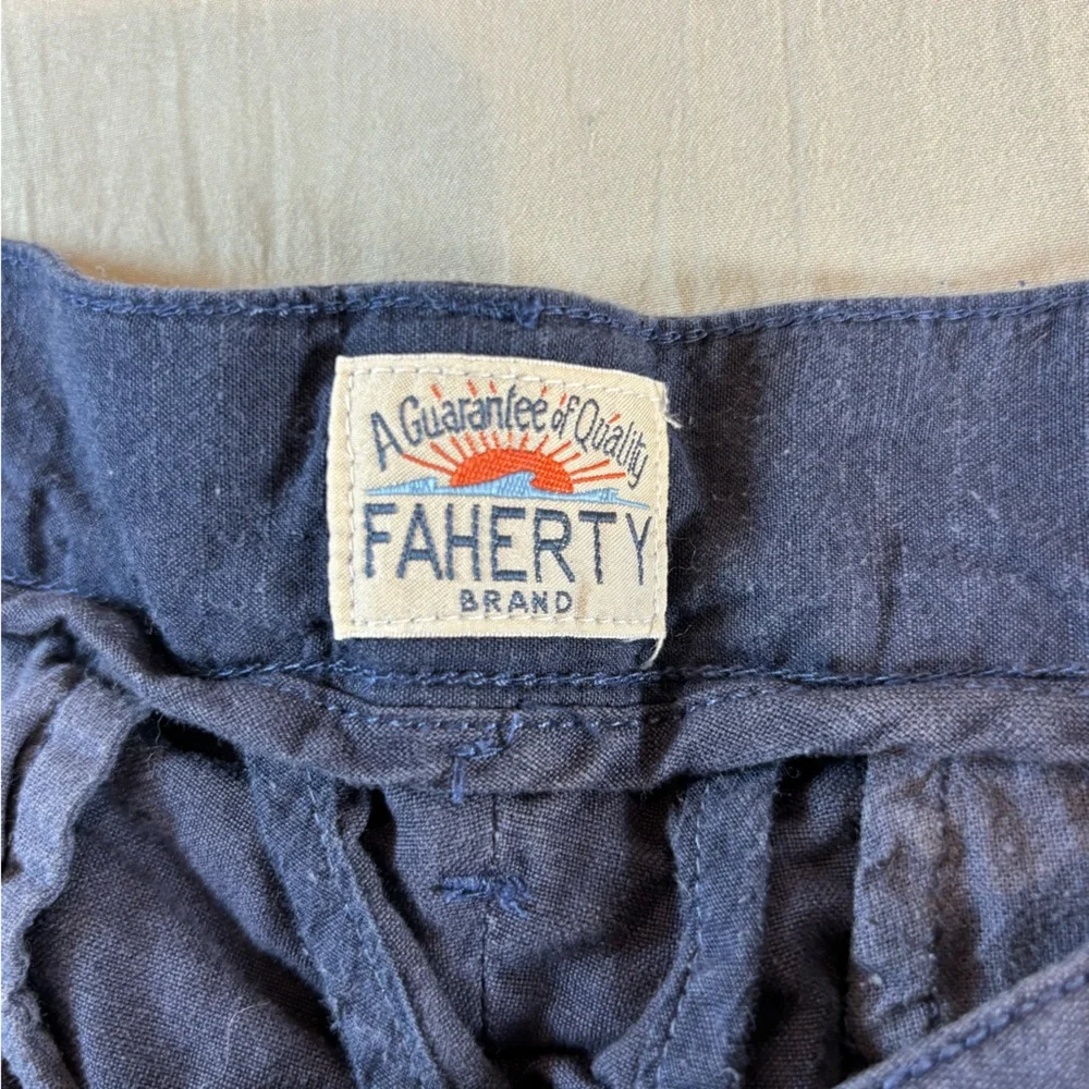 Faherty Malone Chino Shorts Linen Blend Men’s‎ 30 Blue 9 Inch Inseam